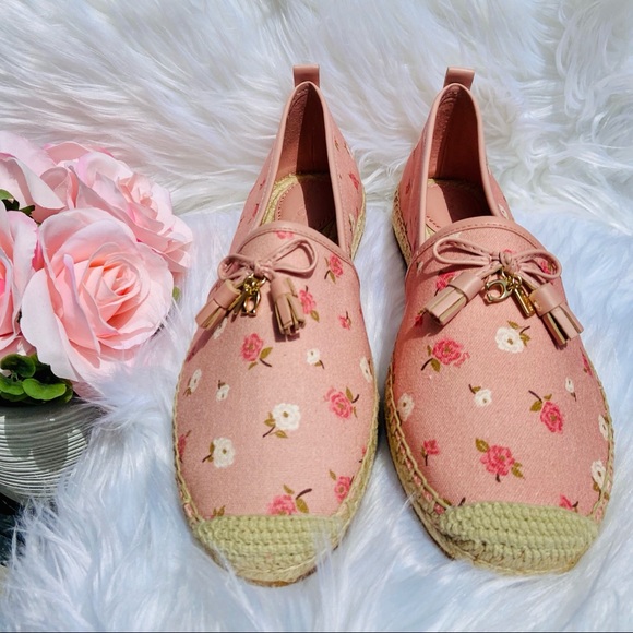 🆕️🌷 COACH ESPADRILLES PINK W FLORAL DESIGN NIB - Picture 5 of 8